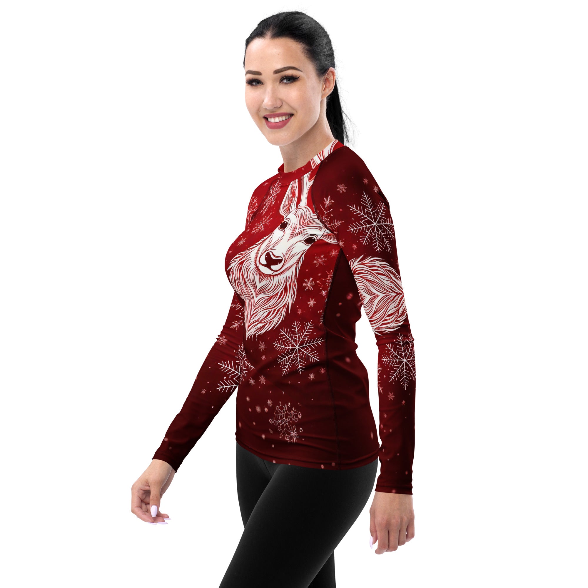 Red and White Christmas Girl's Pullover. Christmas Long Sleeved Sweater Party Top. WickedYo.
